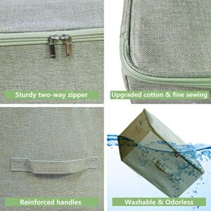 Foldable Storage Bin Foldable Zipper Storage Box Fabric Storage Clothing Storage Bags Clothes Bin Sweater Storage Winter Clothes Storage Linen Closet Organizers and Storage -3 pack (Green)