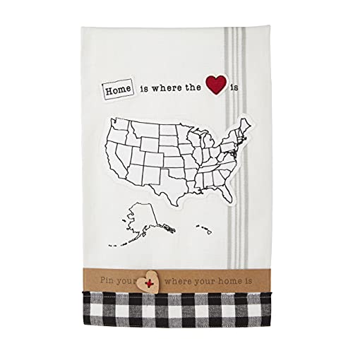 Mud Pie Personalizable Towel, Home is Where The Heart is, White, 26" x 18.5"