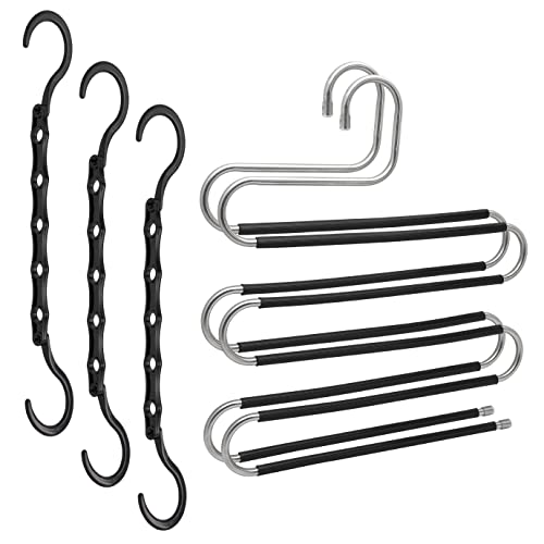 Exultant Dynamics - Stainless Steel Pant Hangers - Essential Hangers Space Saving Bundle - Set of 5 – Organizer for Clothes – Closet Space Saver – Hang 25 Clothing Items