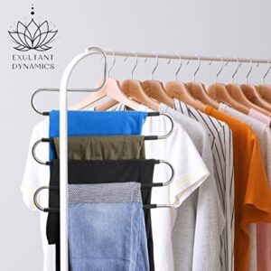 Exultant Dynamics - Stainless Steel Pant Hangers - Essential Hangers Space Saving Bundle - Set of 5 – Organizer for Clothes – Closet Space Saver – Hang 25 Clothing Items