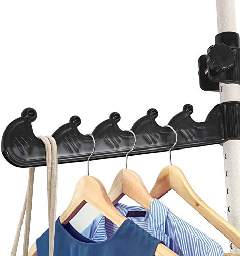 GOTOTOP Telescopic Garment Rack,Adjustable Clothing Rack, Double 2 Tier Heavy Duty Hang Clothes Rack,Closet Organizer, Freestanding Ceiling Hanging Closet Display Stand,No Drilling, No Tools Needed