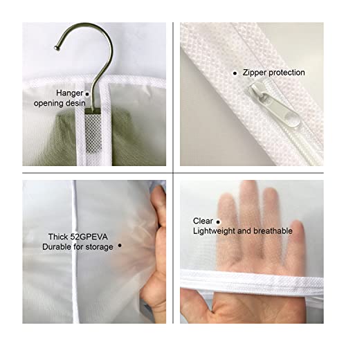 Yehorin Clear Garment Bags for Hanging Clothes, 48'' Plastic Dustproof Suit Bags Cover for Closet Storage, Zippered Garment bags Dress Cover Bags Clothes Protectors for Closet 10 Pack