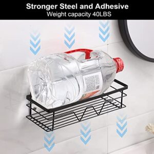 WOSOMOK Adhesive Shower Caddy Black Bathroom Shelf Organizer with 2 Soap Holders No Drilling 2-Pack Stainless Steel Rustproof Shower Basket for Inside Shower Organization & Kitchen Storage