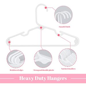 Binswloo Baby Hangers for Nursery, 30Pcs Plastic Kids Hangers, Small Children's Clothes Hangers with 8Pcs Baby Closet Dividers, Great as Infant & Toddler Hangers, 11.4 Inch, White