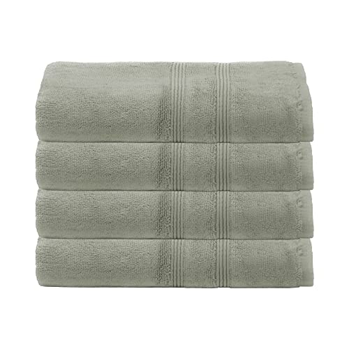 Mosobam 700 GSM Hotel Luxury Bamboo Viscose-Cotton, Hand Towels 16X30, Set of 4, Seagrass Green, Turkish Hand Towels