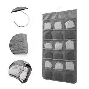 AIRGAME Storage Hanging Bag with Metal Hanger, Dual-Sided Hanging Storage Organiser for Underwear, Stocking,Bra and Sock (6+18 Pockets, Gray)