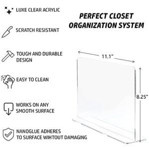 OnDisplay Acrylic Shelf Dividers - Closet Shelves Organizer - Clothing/Purse Separator (8 Pack, 8")