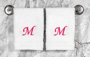 personalized monogrammed towels | 4-piece set, 4 wash cloths (13"x13") | premium quality decorative turkish cotton | embroidered in the usa - standalone letter