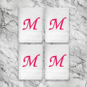 Personalized Monogrammed Towels | 4-Piece Set, 4 Wash Cloths (13"x13") | Premium Quality Decorative Turkish Cotton | Embroidered in The USA - Standalone Letter