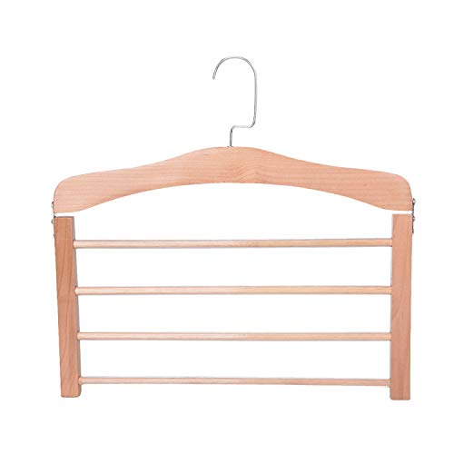 SUNTRADE 4-Layer Wooden Pants Rack,Trousers Pants Jeans Scarf Clothes Hanger Organizer (Beige)