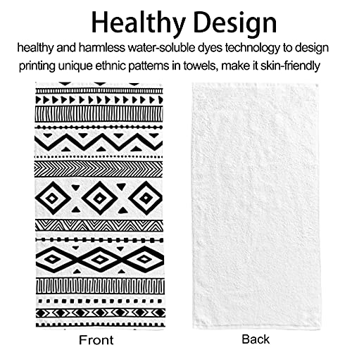 Vantaso Bath Hand Towels Set of 2 Ethnic Boho Style，Soft Absorbent Washcloths Towel for Bathroom Kitchen Hotel Gym Spa