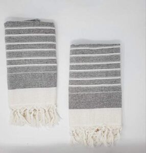 mymesken turkish hand towels - hand woven turkish cotton, quick dry & highly absorbent to reduce water consumption | eco friendly turkish towel for bathroom, kitchen towels, turkish tea set set of 2