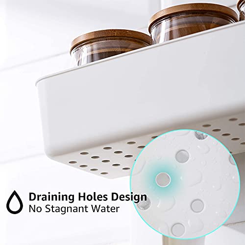 LEVERLOC Shower Caddy Suction Cup Double Layer Shower Shelf One Second Installation Removable Powerful Suction Cup Bathroom Organizer Max Hold 22lbs Waterproof Shower Storage Plastic- White