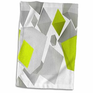 3d rose gray and lime green falling geometric shapes design twl_213580_1 towel, 15" x 22"