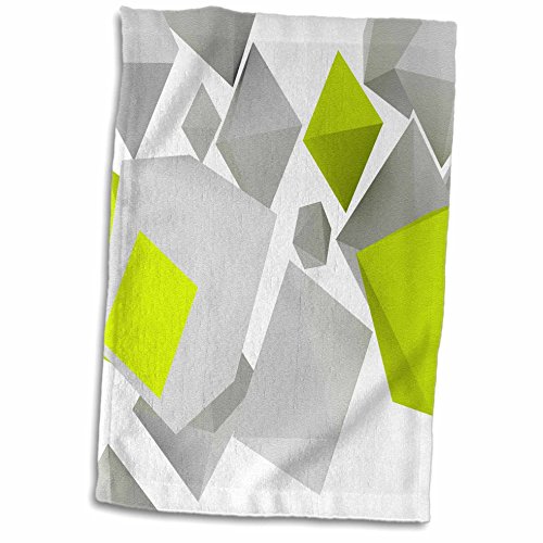 3D Rose Gray and Lime Green Falling Geometric Shapes Design TWL_213580_1 Towel, 15" x 22"