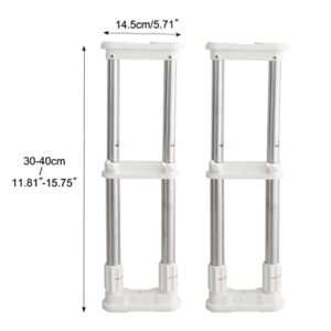 Hershii 2 Pack Expandable Closet Shelf Tension Rod Adjustable Metal Storage Rack Cabinet Organizer DIY Divider Separator for Wardrobe Cupboard Kitchen Bathroom, Ivory, 11.81-15.75 in