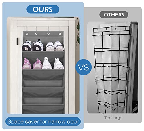 MISSLO Over The Door Shoe Organizer with Deep Pockets and 24 Large Mesh Pockets White