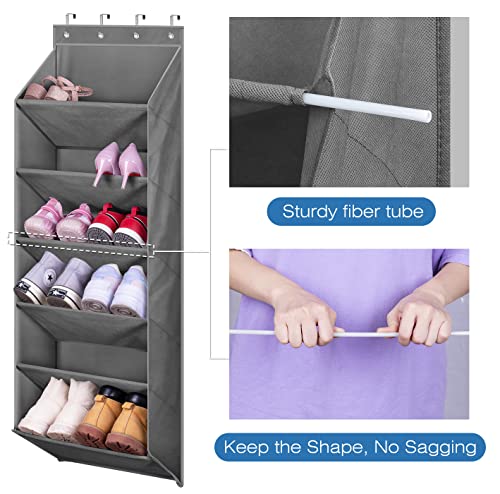 MISSLO Over The Door Shoe Organizer with Deep Pockets and 24 Large Mesh Pockets White