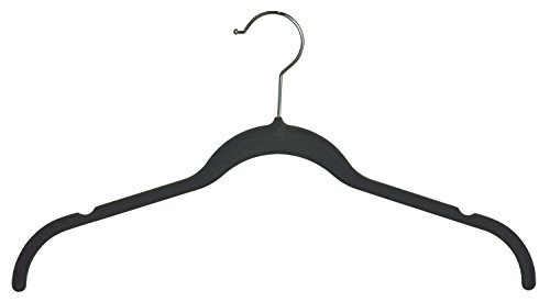 Econoco HSL17NB50 Velvet Shirt Hanger with Notch, Black (Pack of 50)