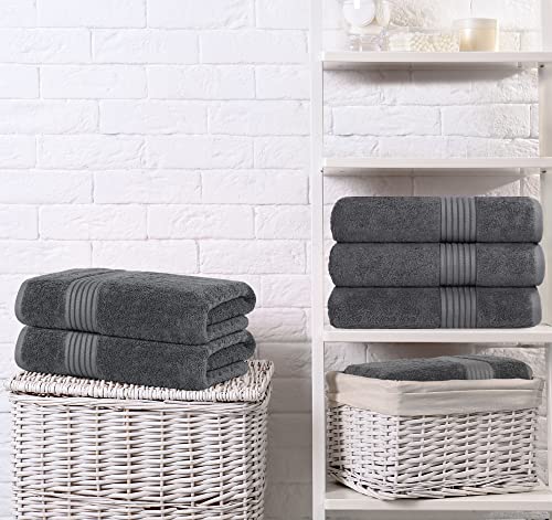 Utopia Towels 4 Piece Luxury Bath Towels Set, (27 x 54 Inches) 100% Ring Spun Cotton 600GSM, Lightweight and Highly Absorbent Quick Drying Towels for Bathroom, Gym, Spa, and Hotel (Grey)