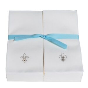 Disposable Nature's Linen Guest Hand Towels with Ribbon - Personalized with a Gold Fleur de Lis Graphic - 50ct.