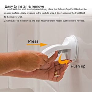 Shower Foot Rest, Plastic Bathroom Foot Rest Shower Shaving Leg Aid Foot Rest Suction Cup Step Pedicure Foot Rest for Home Hotel Bathroom Use, Foot Stand for Shower, White