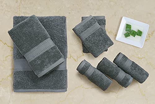 LANE LINEN 100% Cotton Bath Towels for Bathroom Set-Space Grey Bath Towel Set, 2 Luxury Bath Towels Extra Large, 4 Space Grey Hand Towels for Bathroom and 4 Washcloths Sets- 10 PC Bathroom Towels Set