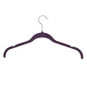 briausa velvet shirt & dress hangers notched shoulder prevents slipping steel chrome swivel hooks – purple – set of 10