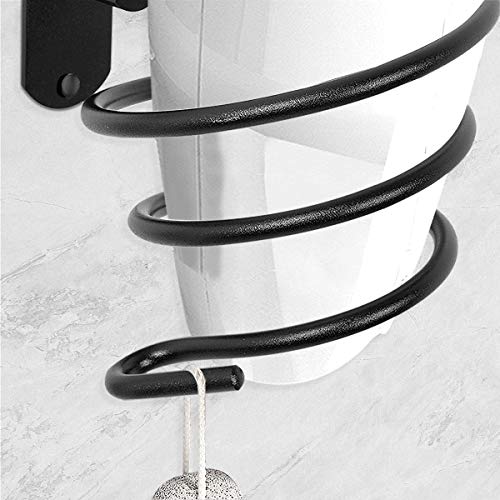 hicorfe Bathroom Hair Dryer Holder Hair Care Tools Holder Wall Mount (Black)