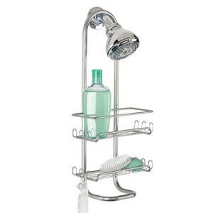 interdesign classico hanging shower caddy - bathroom storage shelves for shampoo, conditioner and soap, silver