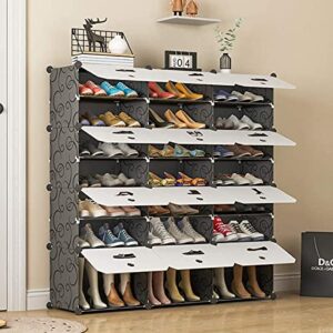 KOUSI Portable Shoe Rack Organizer 48 Pair Tower Shelf Storage Cabinet Stand Expandable for Heels, Boots, Slippers， 8 Tier Black