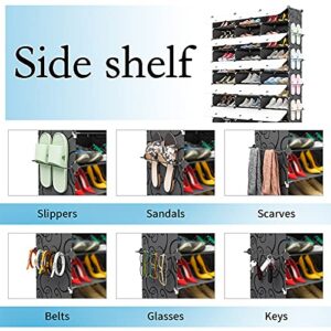 KOUSI Portable Shoe Rack Organizer 48 Pair Tower Shelf Storage Cabinet Stand Expandable for Heels, Boots, Slippers， 8 Tier Black