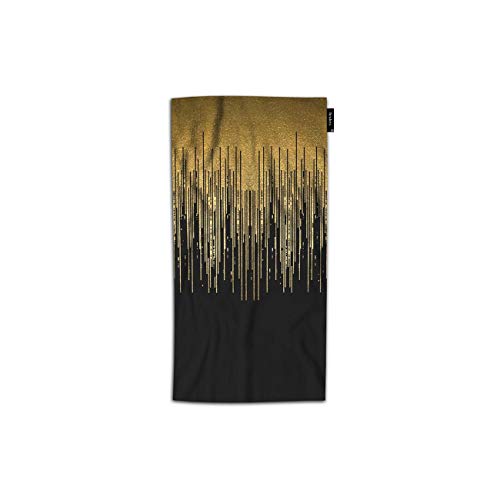 Beabes Gold Vertical Stripes Black Hand Towel Luxury Variable Width Lines Geometric Urban Soft Hand Towel for Sport Gym Bathroom Travel 30Lx15W Inch Polyester