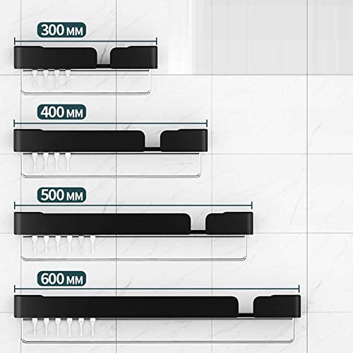 FVRTFT Storage Shelf Self Adhesive Shower Storage with Towel Rack Shower Organiser No Drilling Wall Mounted Space Aluminum for bathroom and toilet-black_30cm