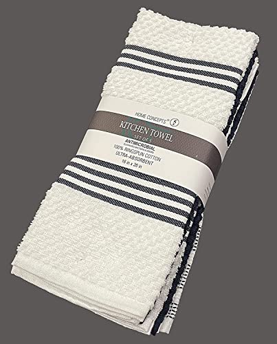 Set of 5, 100% Ring-Spun Cotton Terry Oversized Kitchen Towel, Hand Towel with Hanging Loop, 450 GSM Ultra Absorbent, Heavy Duty, Maximum Softness, Great for Kitchen or Household Size: 16” x 26”