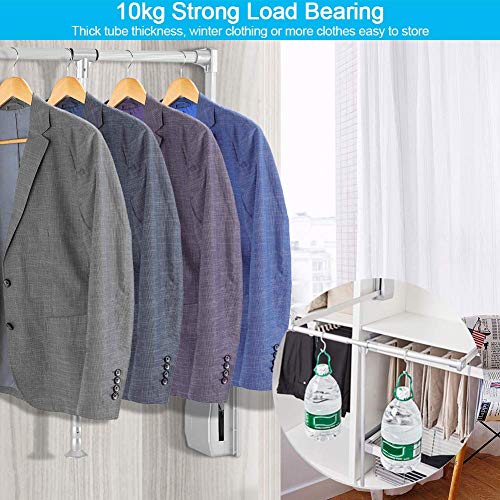 Pull Down Closet Rod Wardrobe Clothes Hanger Rail Lift Closet System Storage Organizer Soft Close Aluminium Garment Hanging Rack for Soft Return Space Saving (Adjustable Width 23.62-33.86inch)