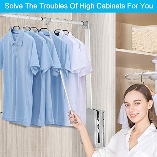 Pull Down Closet Rod Wardrobe Clothes Hanger Rail Lift Closet System Storage Organizer Soft Close Aluminium Garment Hanging Rack for Soft Return Space Saving (Adjustable Width 23.62-33.86inch)