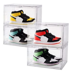 Shoe Display Case, Stackable Plastic Sneaker Box Container, Shoe Box, Clear Plastic Stackable, Clear Shoe Organizer for Closet, Clear Shoe Boxes