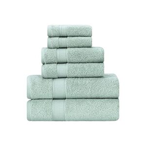 la hammam 6 piece towel set - 2 bath towels, 2 hand towels, 2 washcloths for bathroom, college dorm, kitchen, shower, pool, hotel, gym & spa | soft & absorbent turkish cotton towel sets - green