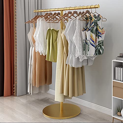 QQXX Industrial Pipe Clothing Rack,T Shaped Clothing Storage and Display Stand,Heavy Duty Metal Garment Rack for Childrens and Womens Hanger Rack Stand(39.4cm/100cm, Gold)