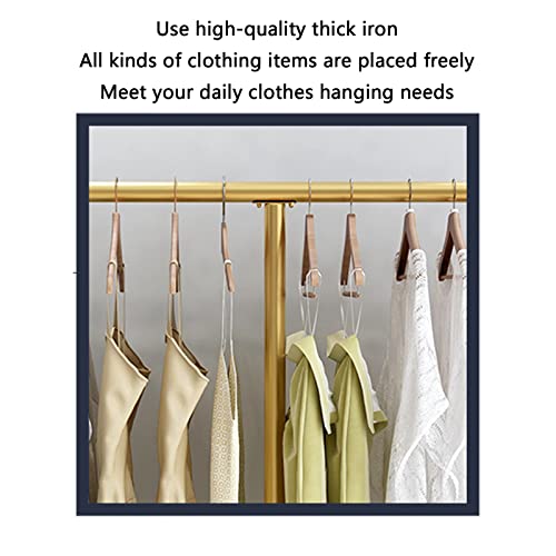 QQXX Industrial Pipe Clothing Rack,T Shaped Clothing Storage and Display Stand,Heavy Duty Metal Garment Rack for Childrens and Womens Hanger Rack Stand(39.4cm/100cm, Gold)