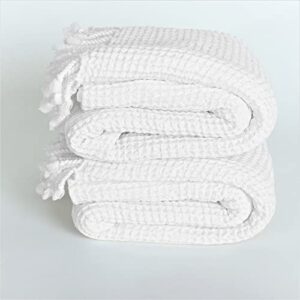 püskül - turkish beach towels oversized waffle - softest 100% turkish cotton - 33x67 inch - white - pack of 3 (3)