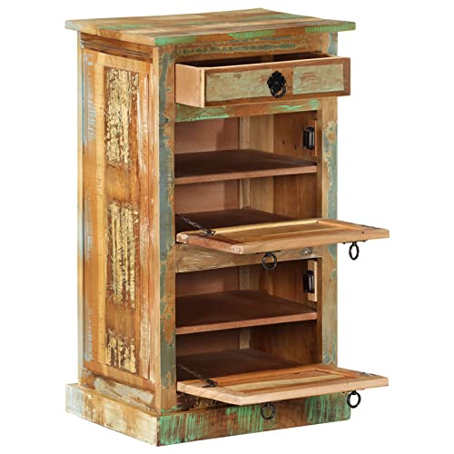 vidaXL 4-Layer Shoe Cabinet with Drawer Solid Reclaimed Wood Organizer Shelf