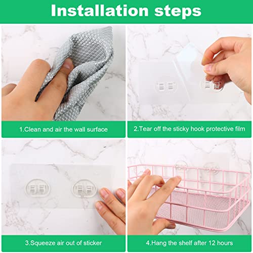 RUIYELE 15 Packs Shower Caddy Adhesive Hooks Replacement Waterproof Adhesive Hooks Sticker No Drilling Wall Mount Sticker Hook Transparent Adhesive Pad for Shower Caddy, Kitchen Racks