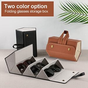 ORWCEZUE Sunglasses Organizer Box with 5 Slots, Foldable Travel Glasses Case Storage Eyewear Holder Hanging Sunglasses Display Box (5 Slots, Brown)