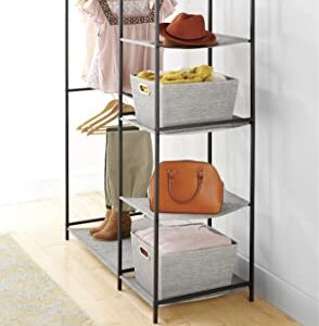 Whitmor Double Rod Closet with Shelves, Gray and Black