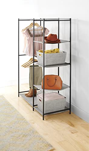 Whitmor Double Rod Closet with Shelves, Gray and Black