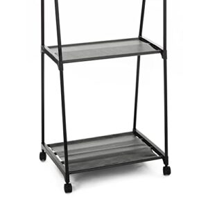 The Lakeside Collection Rolling Garment Rack with Shelving - Portable Storage Rack