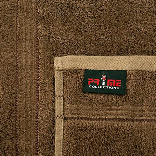 PRIME COLLECTIONS Ultra Soft Luxury Bamboo Cotton Bath Towel Set 8 Piece Towels 600 GSM 2 Bath Towels 2 Hand Towels and 4 Washcloths (Dark Brown, 8)