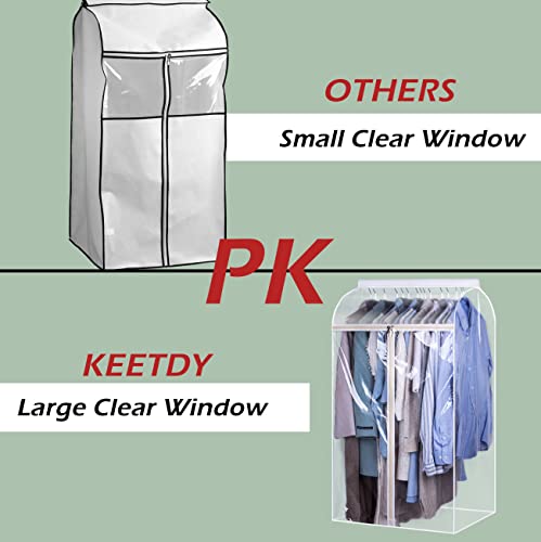 KEETDY 43" Hanging Garment Bags for Closet Storage and 2-Shelf Small Hanging Closet Organizers